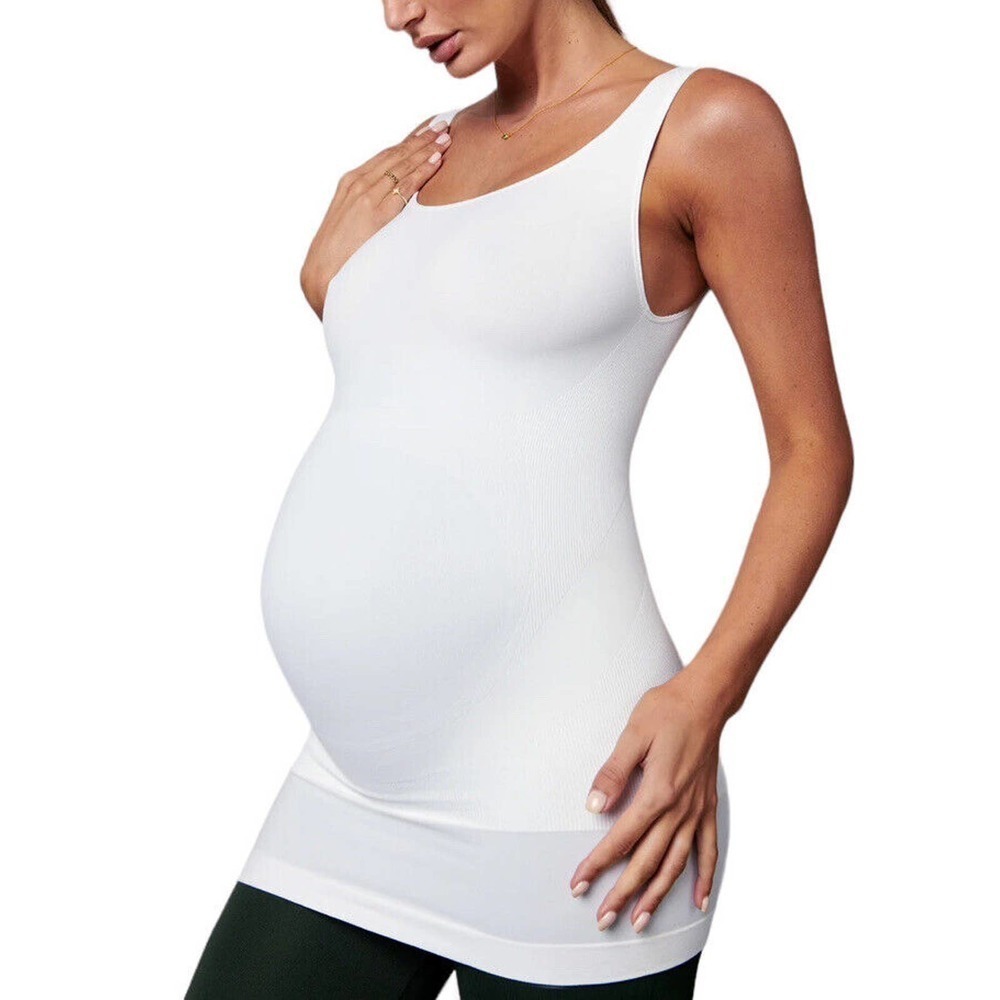 BLANQI NEW Maternity Belly Support Tank Top White Size Small High Performance